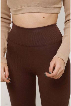 ساق شلواری قهوه ای زنانه بافتنی اسلیم فیت فاق بلند کد 246974877