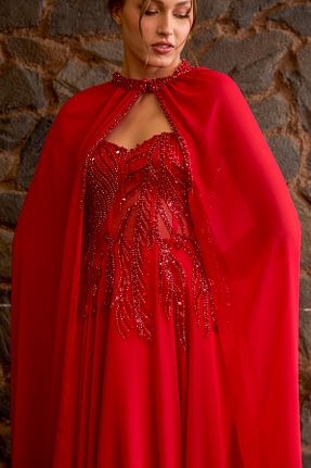 لباس مجلسی و فارغ التحصیلی قرمز زنانه شیفون Lenta Moda - کد 832349363