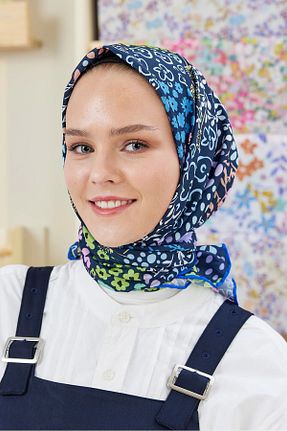 روسری سرمه ای پنبه ای Emproyal - کد 832456866