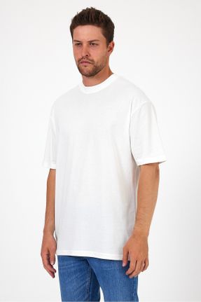 تی شرت سفید مردانه رگولار یقه گرد کد 832569044