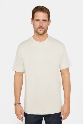 تی شرت طوسی مردانه رگولار یقه گرد تکی طراحی کد 817787336