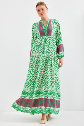 لباس سبز زنانه اورسایز بافت ویسکون کد 832565901