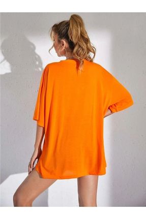 تی شرت نارنجی زنانه پنبه (نخی) اورسایز کد 832587552