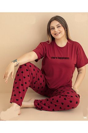 ست لباس راحتی زرشکی زنانه Kalp Mihra Stil - کد 828933252