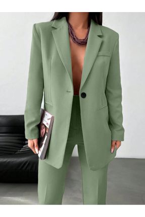 کت سبز زنانه اورسایز مخلوط پلی استر بدون جیب آستر دار کد 832638908