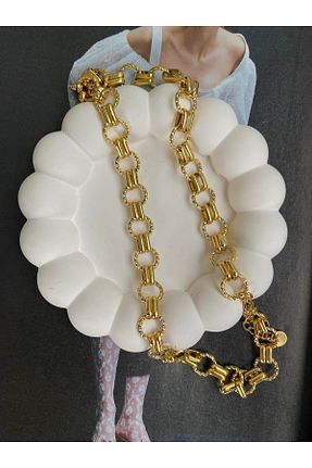 گردنبند استیل ( فولاد ) طلائی زنانه استیل ضد زنگ BORENO - کد 832649142