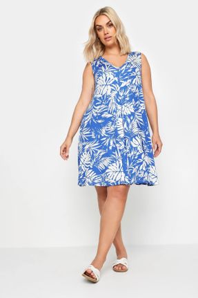 لباس آبی زنانه بافتنی سایز بزرگ ویسکون کد 828116999