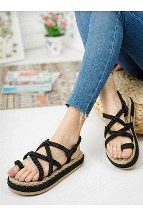 صندل مشکی زنانه پاشنه تخت Faymi Shop - کد 327204739