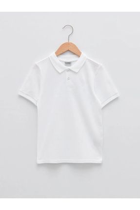 تی شرت سفید بچه گانه رگولار یقه پولو تکی بیسیک کد 264961228