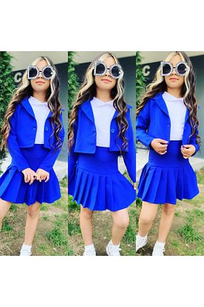 ست بالاتنه و پائین تنه آبی بچه گانه بافتنی demir kids - کد 810294360