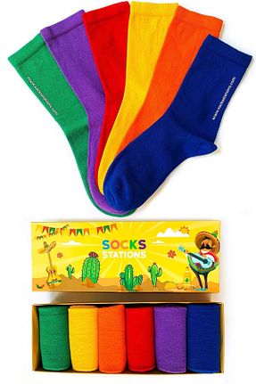 جوراب نارنجی زنانه پنبه - الاستین Socks Stations - کد 61853986