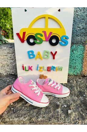 کفش اسنیکر صورتی بچه گانه بند دار VOSVOSBABY - کد 684461089