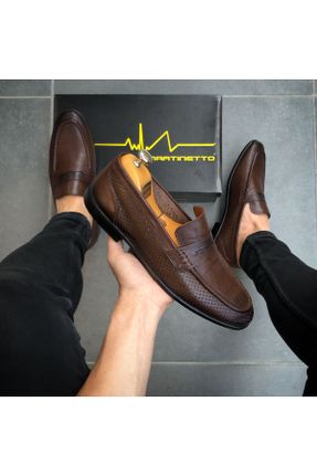 کفش کلاسیک قهوه ای مردانه چرم طبیعی پاشنه کوتاه ( 4 - 1 cm ) پاشنه نازک کد 832657914