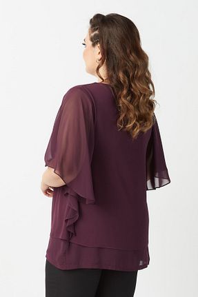 بلوز سایز بزرگ بنفش زنانه سایز بزرگ Moda Alba - کد 335046346
