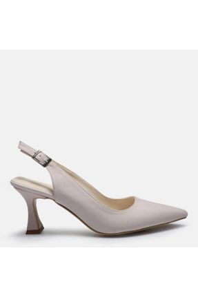 کفش پاشنه بلند کلاسیک بژ زنانه چرم طبیعی پاشنه نازک پاشنه متوسط ( 5 - 9 cm ) کد 832658853