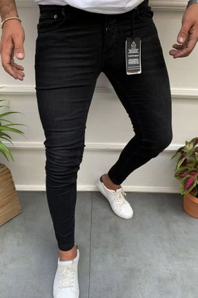 شلوار جین مشکی مردانه پاچه تنگ جین استاندارد کد 354403580
