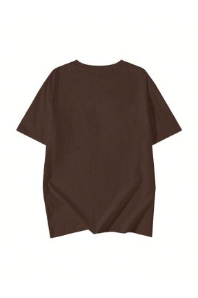 تی شرت قهوه ای زنانه یقه گرد پنبه (نخی) اورسایز تکی طراحی کد 765718545