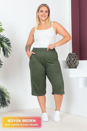 شلوار سایز بزرگ خاکی زنانه پنبه ای tarzımsüper - کد 797384262
