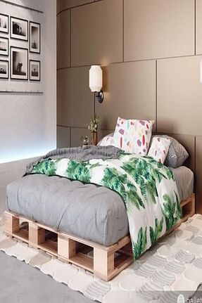 چارچوب تخت قهوه ای چوب Loolpi Home - کد 287172240