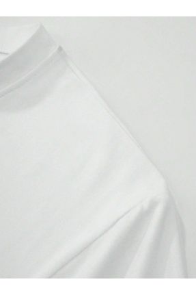 تی شرت سفید زنانه اورسایز یقه گرد پنبه (نخی) تکی کد 826034888
