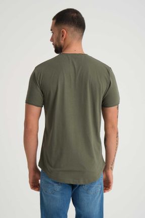 تی شرت خاکی مردانه یقه گشاد Fitted جوان کد 99973979