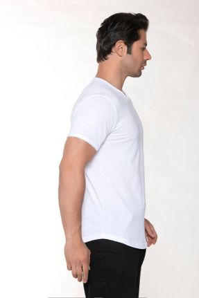 تی شرت سفید مردانه یقه گشاد Fitted جوان کد 99975272