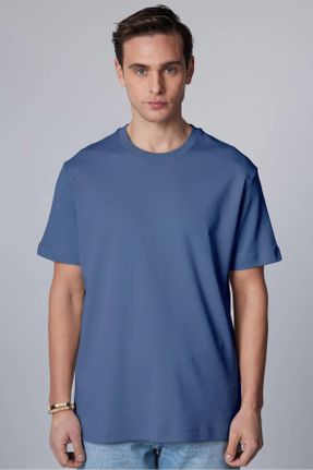 تی شرت سرمه ای مردانه یقه گرد رگولار تکی طراحی کد 817786162