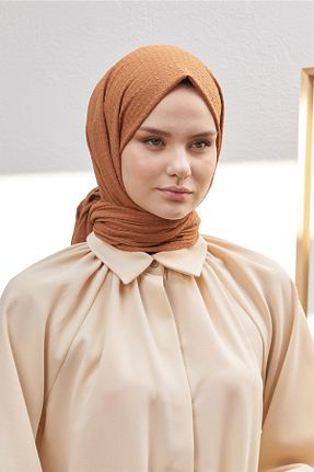 شال قهوه ای زنانه پنبه ای Loryan - کد 797034957