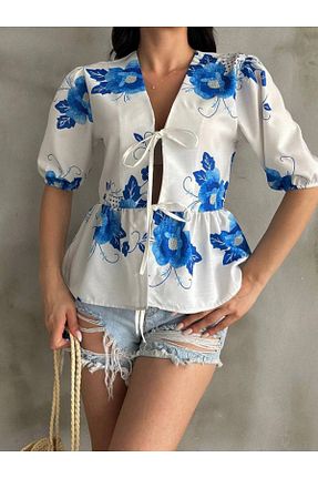 بلوز آبی زنانه ساده oshebu - کد 832801581