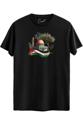 تی شرت مشکی زنانه رگولار یقه خدمه بیسیک کد 832817275