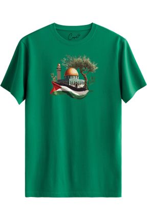تی شرت سبز زنانه رگولار یقه خدمه بیسیک کد 832811407