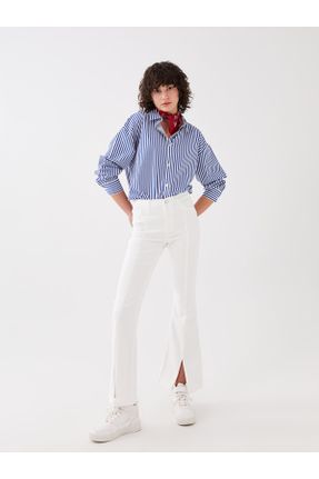 شلوار جین سفید زنانه استاندارد کد 832911522