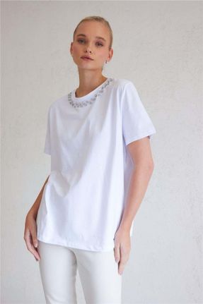 تی شرت سفید زنانه اورسایز کد 721160636