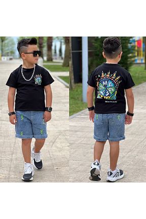 ست بالاتنه و پائین تنه مشکی بچه گانه جین Hayal kids - کد 833045276