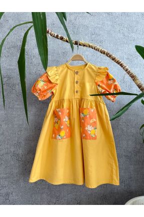 لباس زرد بچه گانه بافتنی پنبه (نخی) Fitted آستین-کوتاه کد 830305550