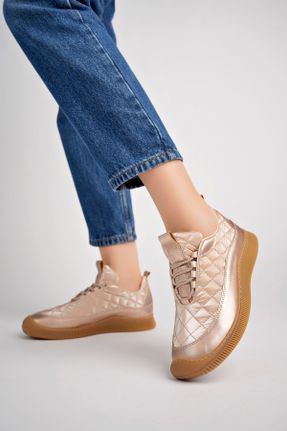 کفش اسنیکر طلائی زنانه پارچه نساجی کد 833007676
