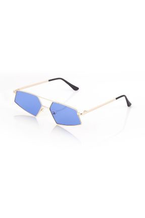 عینک آفتابی آبی زنانه 64 فلزی هندسی کد 158570809