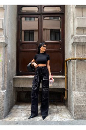 شلوار مشکی زنانه پارچه AREF JEANS - کد 833073792