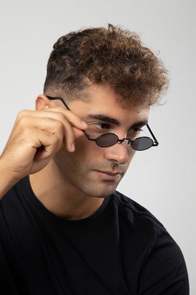 عینک آفتابی مشکی مردانه 53 UV400 پلاستیک گرد کد 377029867