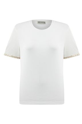 تی شرت سفید زنانه Fitted یقه گرد کد 815824629