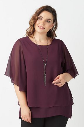 بلوز سایز بزرگ بنفش زنانه سایز بزرگ Moda Alba - کد 335046346