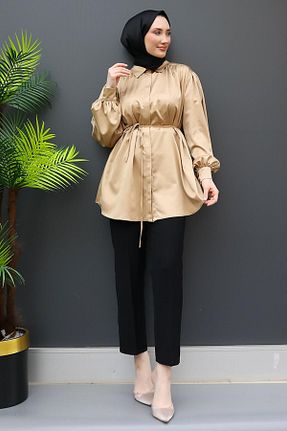 پیراهن حجاب قهوه ای زنانه اورسایز GİZ AGİYİM - کد 832727079
