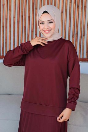 کت و شلوار زرشکی زنانه بافت Genel Markalar - کد 831798069