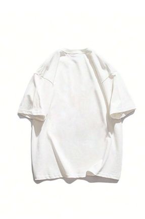 تی شرت سفید زنانه اورسایز یقه گرد پنبه (نخی) تکی طراحی کد 807715989