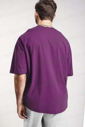 تی شرت بنفش مردانه یقه گرد پنبه (نخی) اورسایز تکی پوشاک ورزشی کد 811123531