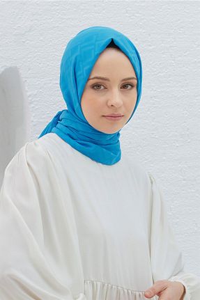 شال آبی زنانه پنبه ای Loryan - کد 796986076