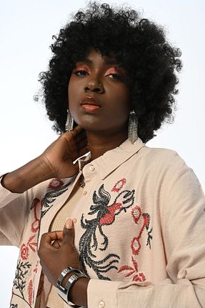 پیراهن بژ زنانه اورسایز Orfeo Negro - کد 806801435
