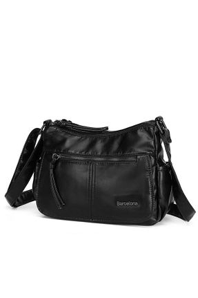 کیف پستچی مشکی زنانه چرم مصنوعی BARCELONA 21K - کد 832786765