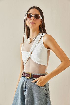 بلوز سفید زنانه ساده XHAN - کد 832788057