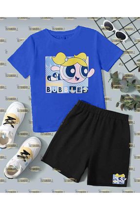 ست بالاتنه و پائین تنه آبی بچه گانه بافتنی aynewmoda - کد 832859088